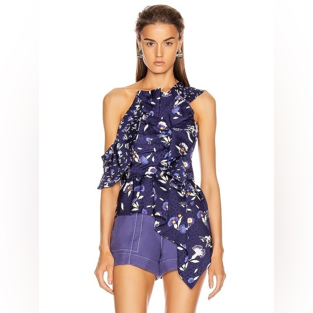 SELF-PORTRAIT
Frilled Botanical Printed Top NWOT